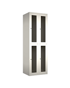 Halfhoge doorzichtige locker voor 4 personen met kledingroede + 3 kledinghaken per vak - H.180 x B.60 cm Wit (RAL9010) Wit (RAL9010)